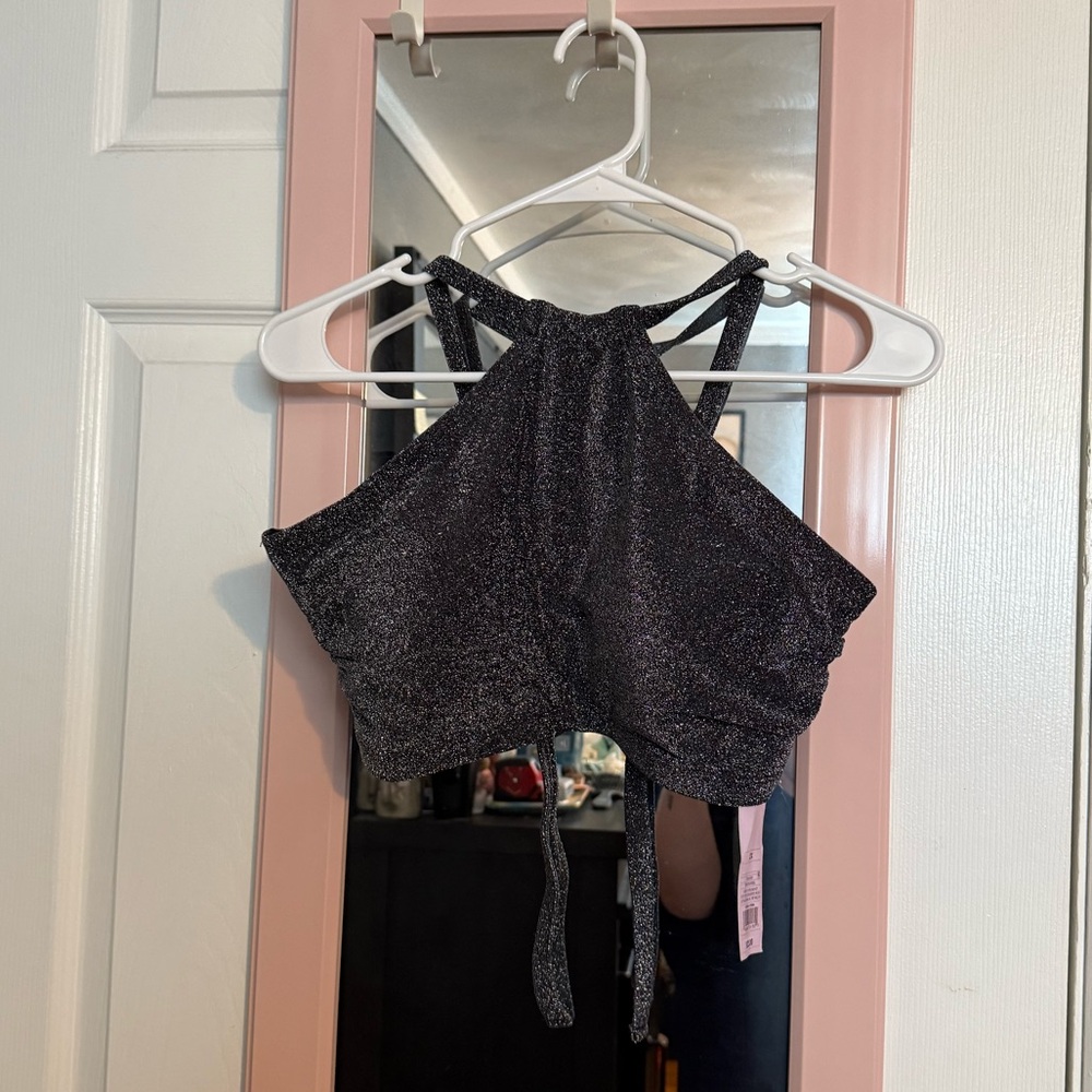 Target Sparkling Black Halter Bikini Top